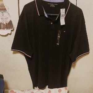 Tommy Hilfiger Black Polo with Red & White Trim